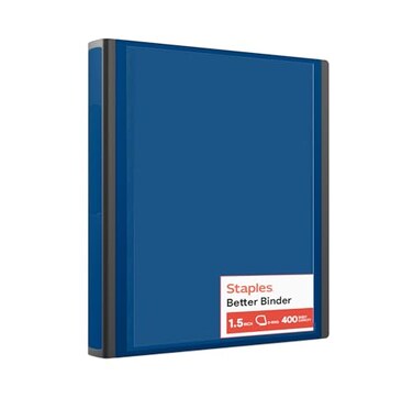 Staples Better View 15Inch DRing Binder Blue Durable 3Ring Binder with Clear Overlay for School Office