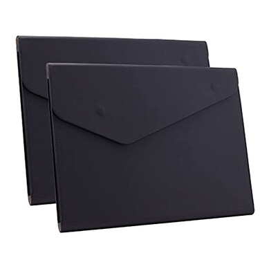 Enyuwlcm PU Leather A4 File Folder Document Holder Waterproof Portfolio Envelope Folder Case with Invisible Magnetic Closure 2 Packs Black A42Packs