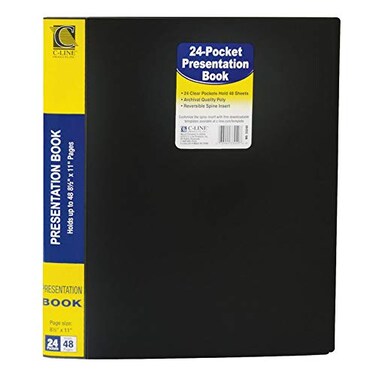 C-Line CLine 24Pocket Bound Sheet Protector Presentation Book 48Page Capacity For 85 x 11Inch Inserts Black 33240
