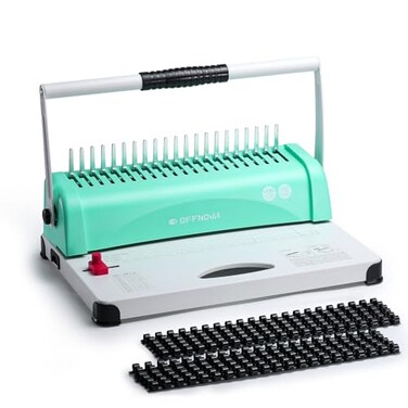 OFFNOVA Binding Machine 21Hole 450 Sheets Paper Comb Binding Machine for Letter Size A4 A5 Paper Easy to Punch Handle Adjustable Margin Book Binder with 100 PCS 38 Comb Binding Spines