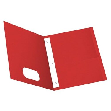 Oxford TwoPocket Folders wFasteners Red Letter Size 25 per Box 57711