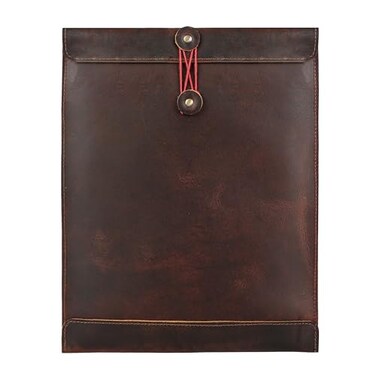 TUZECH Leather Document Holder Mailing EnvelopeOffice Work Resume Sales Portfolio Binder FolderInterviewLegal Document Organizer Handmade 125 inches Bourbon Brown