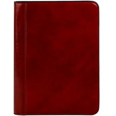Time Resistance Leather Portfolio A4 Document Folder Italian Handcrafted Padfolio Organizer Red Gift Box Included