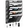 EasyPAG 5 Pocket Mesh Wall File Organizer with Key Hooks Hanging Paper Folder Holder with Classify Label Vertical Wall Mount Mail Organizer for Office Home Classroom Black