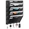 EasyPAG 5 Pocket Mesh Wall File Organizer with Key Hooks Hanging Paper Folder Holder with Classify Label Vertical Wall Mount Mail Organizer for Office Home Classroom Black