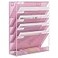 EasyPAG 5 Tier Wall File Holder Mesh Hanging Folder Organizer with Classify Label Versatile Desk File Holder Vertical Wall Mounted Mail Organizer for Office Home Cubicle Pink