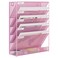 EasyPAG 5 Tier Wall File Holder Mesh Hanging Folder Organizer with Classify Label Versatile Desk File Holder Vertical Wall Mounted Mail Organizer for Office Home Cubicle Pink
