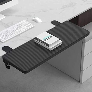 Siiboat Desk Extender 252 x 945 Ergonomic Computer Table Extension Arm Support Collapsible Keyboard Tray for Square Tabletop Carbon Fiber