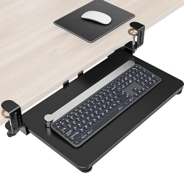 Zontera Ergonomic Mouse Keyboard Tray Under Desk Pull Out with Adjustable Cclamp 20 259 Including Clamps x 118 Inch Slide Out Computer Keyboard Drawer Mouse Tray for Typing Black