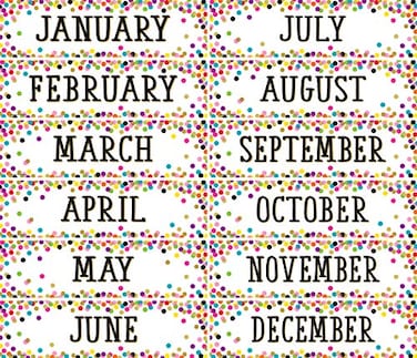 Teacher Created Resources Confetti Monthly Headliners TCR8803