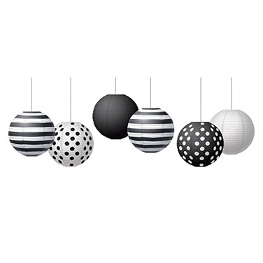 Teacher Created Resources Black White 8 Hanging Paper Lanterns TCR77488