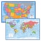 Palace Learning 2 Pack USA Map for Kids Blue Ocean World Map LAMINATED 18 x 29