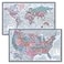 Palace Learning 2 Pack World Map Poster USA Map Chart Purple LAMINATED 18 x 29
