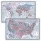 Palace Learning 2 Pack World Map Poster USA Map Chart Purple LAMINATED 18 x 29