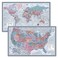 Palace Learning 2 Pack World Map Poster USA Map Chart Purple LAMINATED 18 x 29