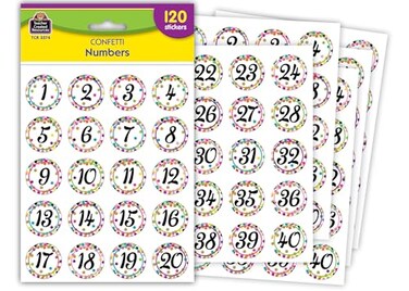 Teacher Created Resources Confetti Numbers Stickers