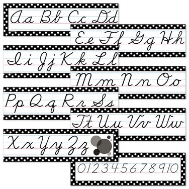 Teacher Created Resources Black Polka Dots Cursive Mini Bulletin Board TCR4099