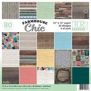 Teacher Created Resources Farmhouse Chic Scrapbook Project Paper Pad 12x 12 TCR5581