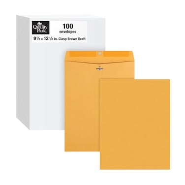 Quality Park 912 x 1212 Clasp Envelopes Brown Kraft Gummed Flap 100Box QUA37793