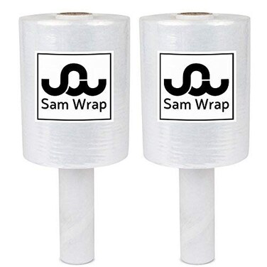 Sam Wrap R Stretch Wrap 5 x 1000 Roll With Handle 80 Gauge Extra Thick Durable SelfAdhering Plastic Wrap for Moving Packing Wrap Industrial Strength Clear Plastic Pallet Shrink 2 Pack