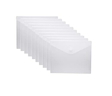 YESSART 85 x 11 Clear Letter Sized Plastic Envelopes Document File Storage Holder 10 Pack Hook Loop Closure 10 Pack
