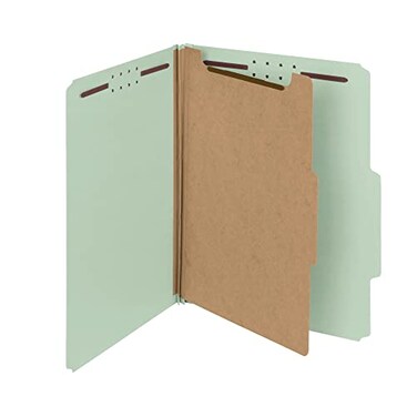 Smead 100 Recycled Pressboard Classification File Folder 1 Divider 2 Expansion Letter Size GrayGreen 10 per Box 13723