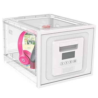 SANIDIKA Time Lock Box for FoodMedicine LockerPhone Jail TimerPS5 Game PrisonSnacks LockboxRelease StressAnxiety ReliefGadget Gift Combination Timed Locking Container Kitchen Clear Lockable Safe Box