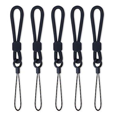 YOUOWO Ring Lanyards Black Finger Strap 5 Pack Short Rope Small LanyardFor Phone Cases Keys Keychain USB Flash Drive CellPhone iPod ID Card Badge Camera