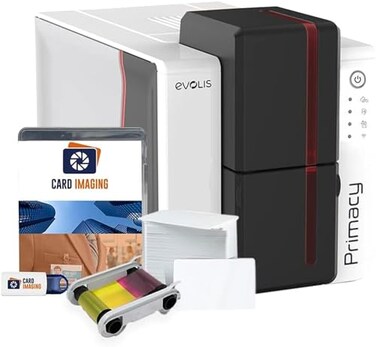 Card Imaging Evolis Primacy 2 SingleSided ID Card Printer Supplies Bundle Badge Machine PM20001A