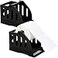 DEAYOU 2 Pack Label Roll Holder Thermal Label Holder for Rolls and FanFold Labels Desktop Label Printer Accessory Plastic Shipping Label Stand Bracket for Stack Thermal Bar Code Sticker Office