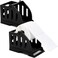 DEAYOU 2 Pack Label Roll Holder Thermal Label Holder for Rolls and FanFold Labels Desktop Label Printer Accessory Plastic Shipping Label Stand Bracket for Stack Thermal Bar Code Sticker Office