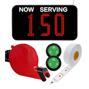 KOQICALL Take a Number System Queue Wireless Calling System with 1 Take a Number Display 2 NEXT Call Button 1 Ticket Dispenser 3Digit Ticket Roll for Restaurant Hospital Clinic Bank Haunted House