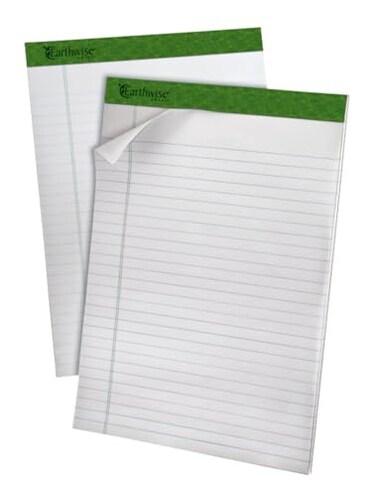 Ampad Earthwise by 40102 Recycled Writing Pad 8 12 x 11 34 WE 40 Sheets Pack of 4