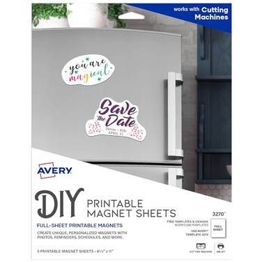 Avery Printable Magnet Sheets 85 x 11 Inkjet Printer 5 White Magnetic Sheets 3270
