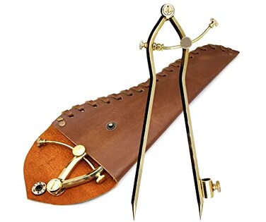 5MoonSun5s Large Pencil Marking Compass Circle Leather Scratch Compass Maker Wing Divider Ideal for Drawing Circles Scribing WoodMetal DraftingMap Plotting Steel tip with Leather Cover 8 Inch