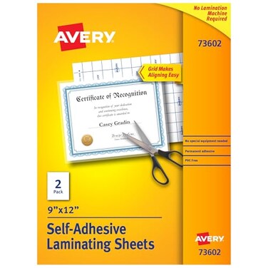 Avery Clear Laminating Sheets 9 x 12 Permanent SelfAdhesive 2 SelfLaminating Sheets Great for Protecting Documents Photos and Signs More 73602