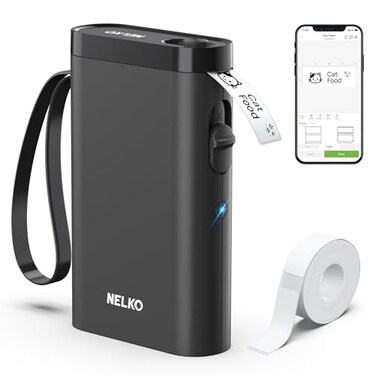 Nelko Label Maker Machine with Tape P21 Bluetooth Label Printer Wireless Mini Label Makers with Multiple Templates for School Office Home Black