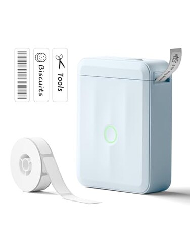 NIIMBOT D110 Label Maker Machine Bluetooth Thermal Label Printer for School Home Office Organization Mini Thermal Printer Label Maker with 1 Label Tape Blue