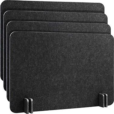 Fabbay 4 Pcs Acoustic Freestanding Desk Divider Desk Partition 16 x 24 Inch Table Freestanding Privacy Panel Visual Distraction and Noise Reducing for Office Classroom Black Gray