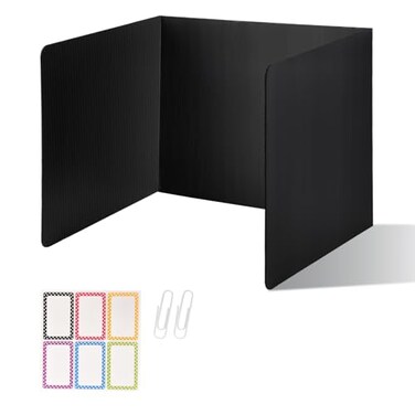ZYINOZOC 2 Pack Desk Dividers for Students3Fold Privacy ScreensTesting Dividers for Classroom WaterproofPlastic Easy Clean Privacy Shields for Student Includes Extra Labels