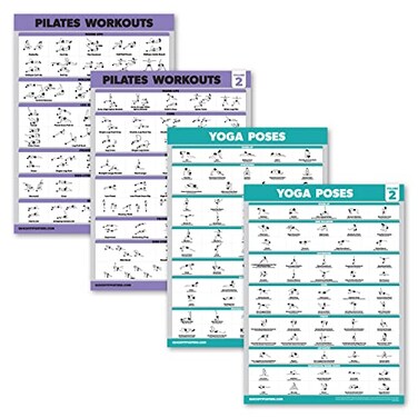 Palace Learning 4 Pack Pilates Workout Volume 1 2 Yoga Poses Volume 1 2 Exercise Poster Set 18 x 24 LAMINATED