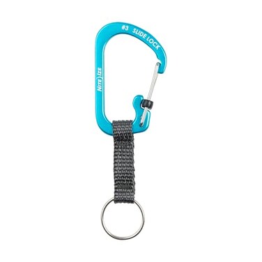 Nite Ize SlideLock Key Ring Aluminum Locking Carabiner Key Chain with Webbing Blue