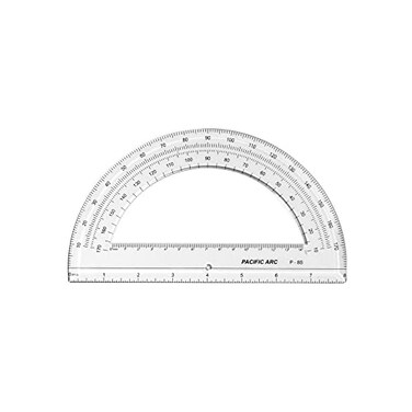 Pacific Arcs 8 Inch Plastic Protractor Clear Ruler