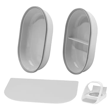 YOIHABV Replacement Mat Bowl Set for Automatic Microchip Pet Feeder Connect 1 Split 1 Flat Bowl and 1 Mat Keep Food Fresh Protect Cat Feeder Easy to CleanGrey