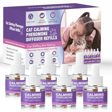 TTLXRL Cat Pheromones Calming Diffuser Refill 6 Pack Multicat Pheromone Diffusers Refills Relieve Anxiety Stress Reduce Spraying Fighting and Scratching for Cats Calm 48ml Fit All Common Diffusers Plu