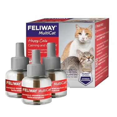 FELIWAY MultiCat Cat Calming Diffuser Refill 3 Pack 90 Day Supply Helps Reduce Fighting Tension Aggression Between Cats Cat Pheromone Diffuser Refill for MultiCat Homes