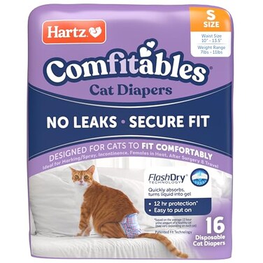 Hartz Comfitables Cat Diapers Size S 16 Count Comfortable Secure Fit Easy to Put On