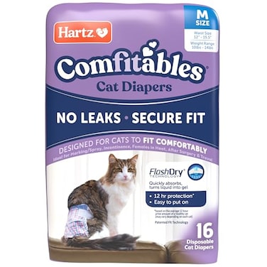 Hartz Comfitables Cat DiapersMedium 16 Count Comfortable Secure Fit Easy to Put On