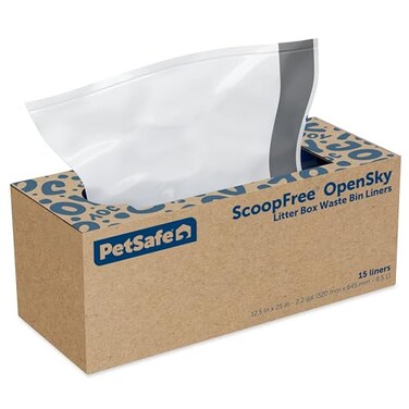 PetSafe Waste Bin Liners Drawstring Liners for ScoopFree OpenSky Litter Box Easy Cleanup 15 Count