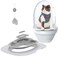 IFASHIHOME Cat Toilet Training SystemsCat Toilet Training KitReusable Plastic Trainer for Pet Cleaning with 1 Replaceable Cat Feather ToyLitter Boxes Gray